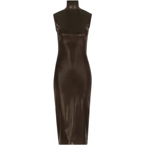 Coated High-Neck Midi Dress , female, Sizes: S, M, XS, 2XS - Dolce & Gabbana - Modalova