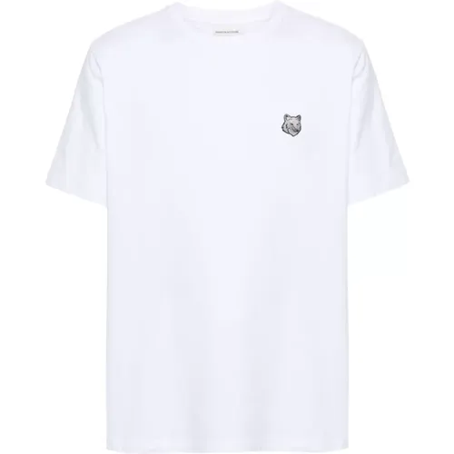 Weiße T-Shirts und Polos mit Signatur Fuchspatch , Herren, Größe: XL - Maison Kitsuné - Modalova