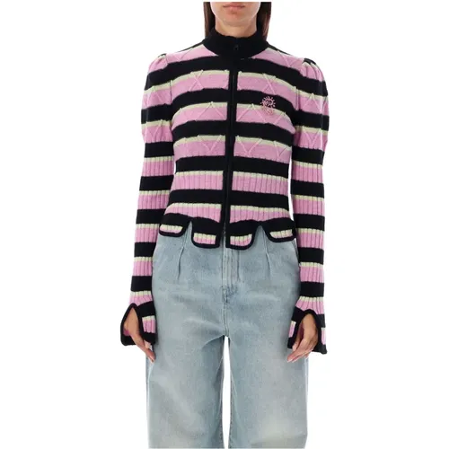 Divina Knit Zip-Up Sweater Pink/Yellow , female, Sizes: M - Cormio - Modalova