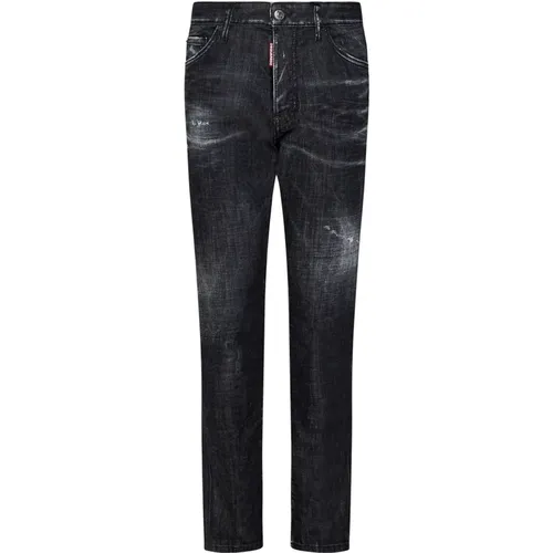 Schwarze Slim-Fit Denim Jeans , Herren, Größe: 2XL - Dsquared2 - Modalova