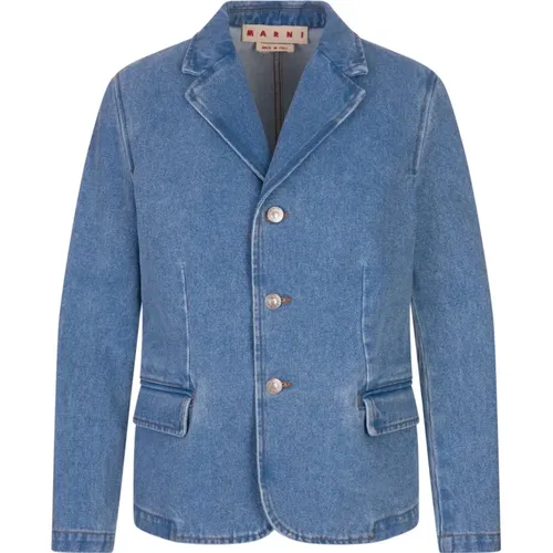 Blaue Denim Einreiher Blazer Jacke - Marni - Modalova