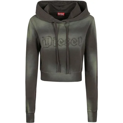 Grauer Sweatshirt mit Rauer Textur , Damen, Größe: M - Diesel - Modalova