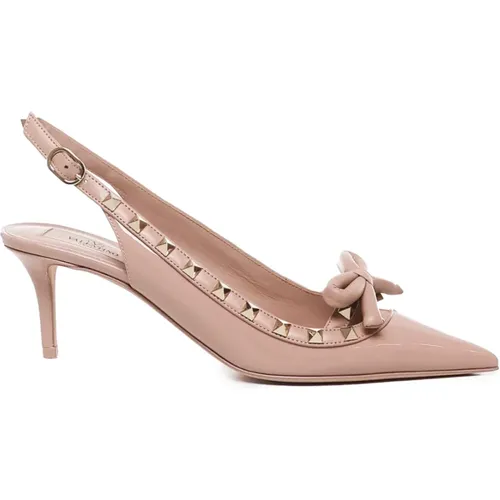 Studded Slingback Pumps with Bow Detail , female, Sizes: 4 UK - Valentino Garavani - Modalova