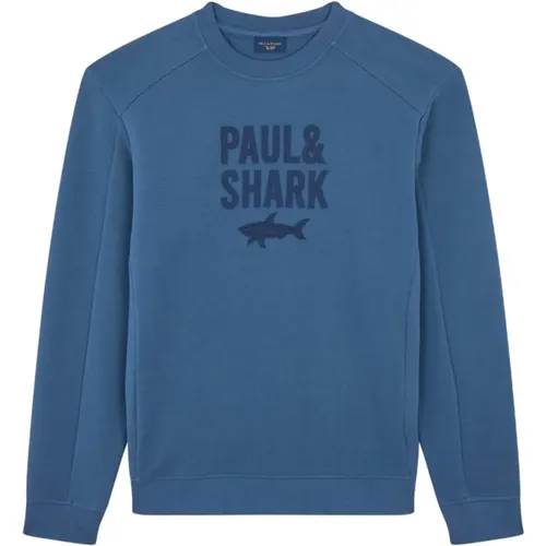 Strukturierter Rundhals-Sweatshirt , Herren, Größe: L - PAUL & SHARK - Modalova