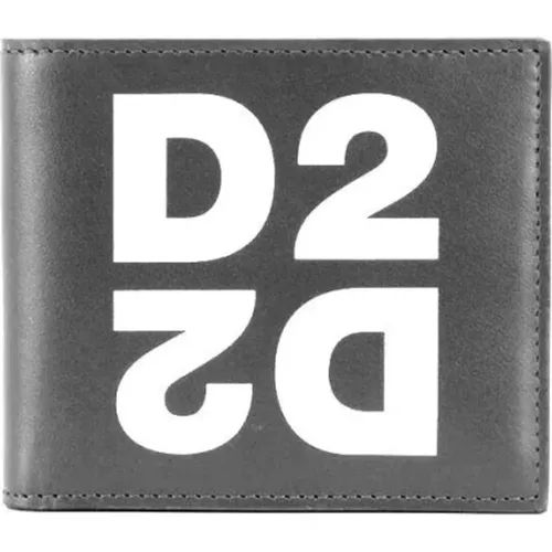Mirror Logo Bi-fold Wallet Black , male, Sizes: ONE SIZE - Dsquared2 - Modalova