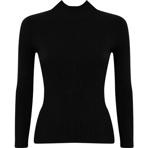 Schwarzer Rippstrickpullover mit Stehkragen , Damen, Größe: XS - Twinset - Modalova