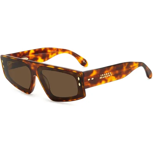 Braune Havana Sonnenbrille , Damen, Größe: 66 MM - Isabel marant - Modalova