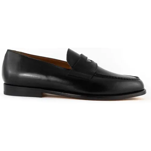 Schwarze Leder Penny Loafer Schuhe , Herren, Größe: 43 1/2 EU - Doucal's - Modalova
