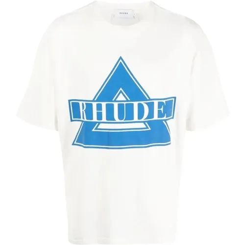 Blue Triangle Logo Print T-Shirt , male, Sizes: XS - Rhude - Modalova