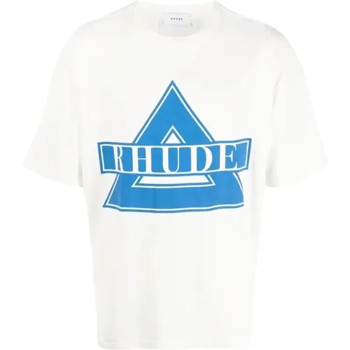 Blue Triangle Logo Print T-Shirt , male, Sizes: XS, XL, L - Rhude - Modalova