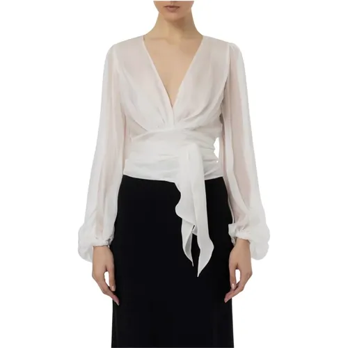 Silk Voile Shirt with Sash , female, Sizes: M, S - Elisabetta Franchi - Modalova