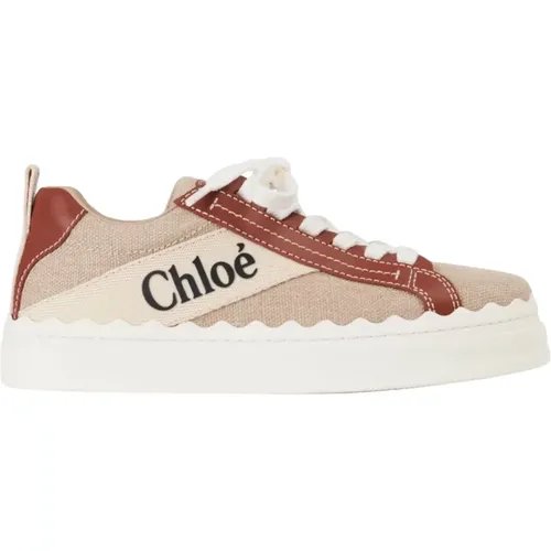 White and Brown Lauren Sneakers , female, Sizes: 5 UK - Chloé - Modalova
