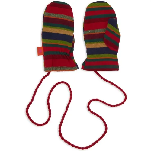 Rote Fleece-Handschuhe mit bunten Streifen - Gallo - Modalova