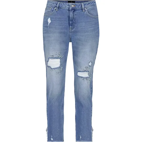 Modische Destroyed Jeans mit Schmuck , Damen, Größe: L - monari - Modalova