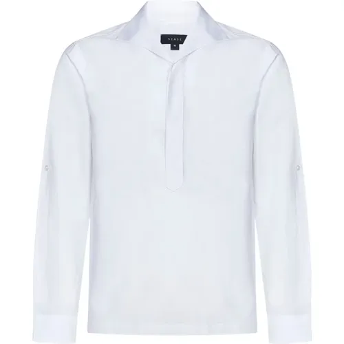 Cotton Linen Shirt Hidden Button , male, Sizes: L - Sease - Modalova