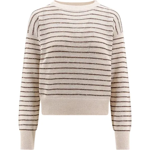 Cotton Sweater with Lurex Detail , female, Sizes: M, S, L - BRUNELLO CUCINELLI - Modalova