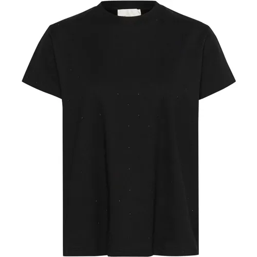 Schwarzes Rhinestone Tee Top , Damen, Größe: XL - My Essential Wardrobe - Modalova