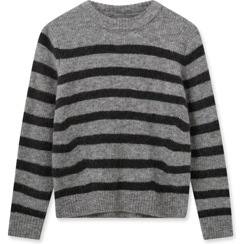 Gestreifter Rundhalsausschnitt Strickpullover - MOS MOSH - Modalova