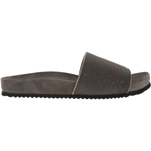 Embellished Lignite Slippers , female, Sizes: 7 UK, 4 UK, 5 UK, 3 UK - BRUNELLO CUCINELLI - Modalova