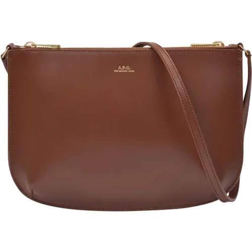 Sarah Bag in Hazelnut Smooth Leather , female, Sizes: ONE SIZE - A.p.c. - Modalova