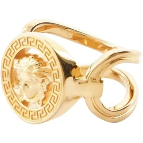 Goldener Metallring - Fingerport , Damen, Größe: 56 MM - Versace - Modalova