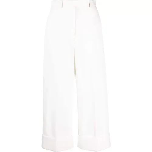Canvas Cotton Trousers with Multiple Pockets and Pressed Crease , female, Sizes: 2XS, XS, S - Thom Browne - Modalova
