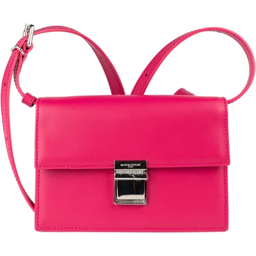 Mini Preppy Baguette Leather Bag in Magenta , female, Sizes: ONE SIZE - Maison Kitsuné - Modalova