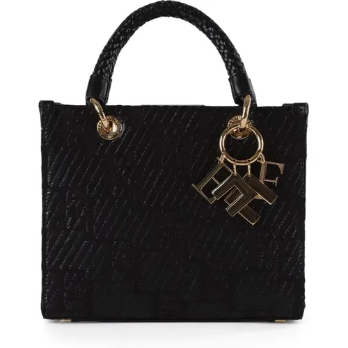 Raffia Jacquard Handbag with Magnetic Closure , female, Sizes: ONE SIZE - Elisabetta Franchi - Modalova