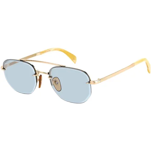 Gold/Lichtblaue Sonnenbrille , Herren, Größe: 53 MM - Eyewear by David Beckham - Modalova