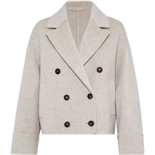 Double-Breasted Wool-Cashmere Coat , female, Sizes: XS, 3XS - BRUNELLO CUCINELLI - Modalova