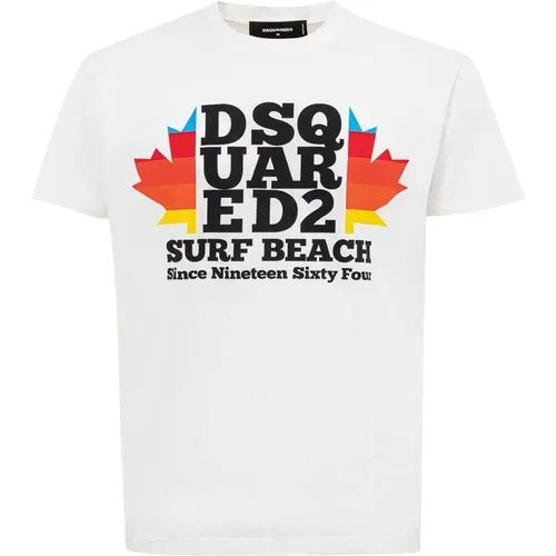 Surf Beach Print T-Shirt , male, Sizes: M - Dsquared2 - Modalova