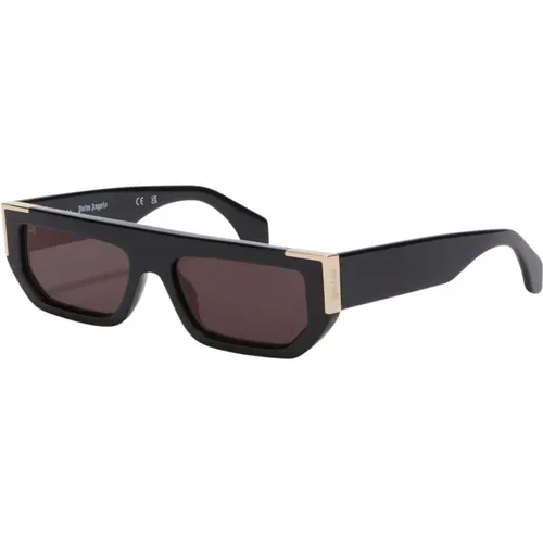 Golden Sunglasses with Dark Grey Lenses , unisex, Sizes: 56 MM - Palm Angels - Modalova