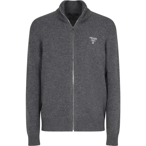 Cashmere Sweater with Zip Fastening , male, Sizes: L - Prada - Modalova