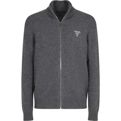 Cashmere Sweater with Zip Fastening , male, Sizes: XL - Prada - Modalova