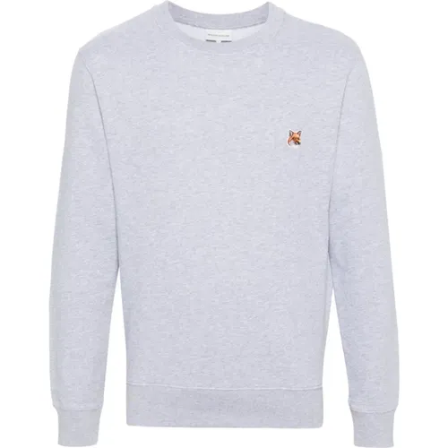 Grey Logo Patch Sweatshirt , male, Sizes: M, S, L, XL - Maison Kitsuné - Modalova