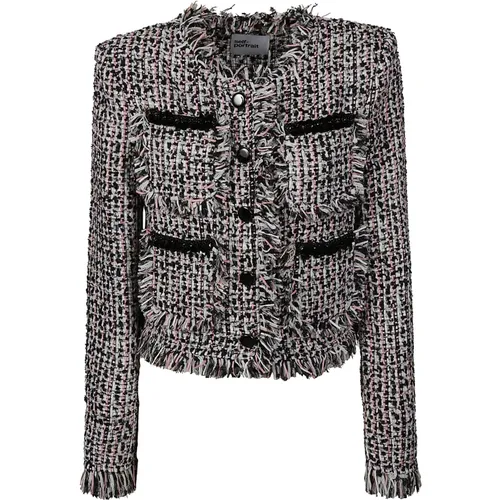 Schickes Fringed Boucle Jacket , Damen, Größe: M - Self Portrait - Modalova