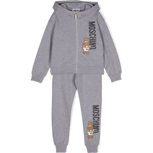 Grauer Teddy Bear Hoodie Kleid - Moschino - Modalova