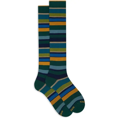 Italienische Mehrfarbige Gestreifte Lange Socken , Herren, Größe: M - Gallo - Modalova