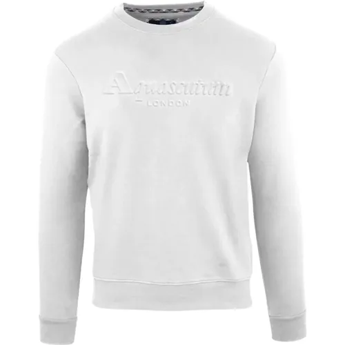 Logo-Detail Baumwoll-Sweatshirt mit Rippbündchen - Aquascutum - Modalova