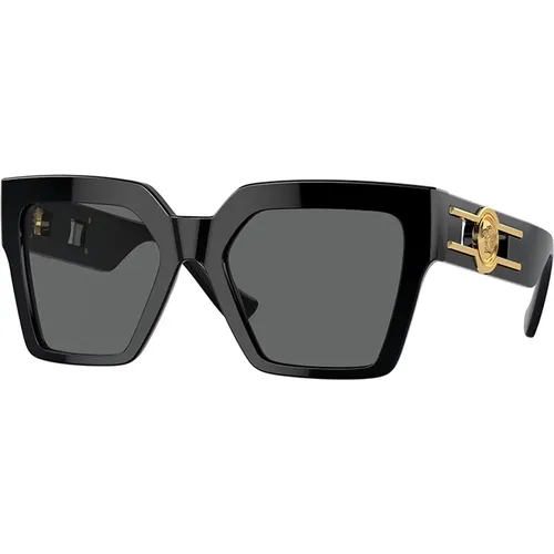 Stilvolle Sonnenbrille in Schwarz und Grau , Damen, Größe: 54 MM - Versace - Modalova