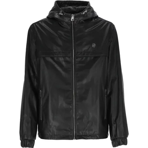 Synthetic Leather Hooded Jacket , male, Sizes: L - Philipp Plein - Modalova