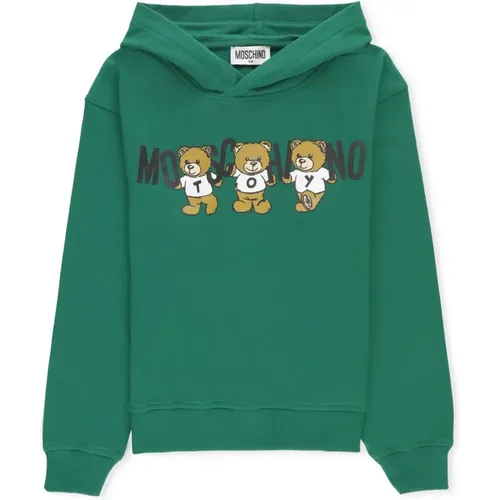 Grüner Hoodie mit Teddybär-Logo - Moschino - Modalova