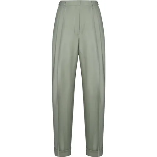 Herringbone Wool Trousers with Pleat Detailing , female, Sizes: S - Dries Van Noten - Modalova