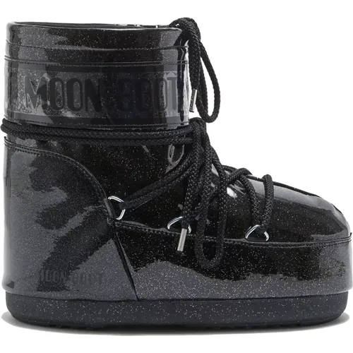 Niedrige Glitzer Iconic Schwarze Sneakers , Damen, Größe: 42 EU - moon boot - Modalova