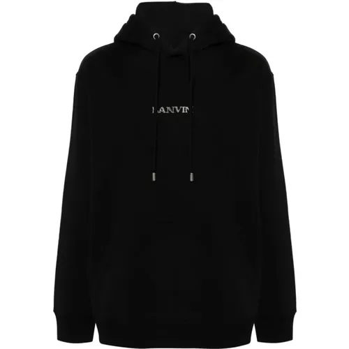 Schwarzer Pullover mit Kapuze und Logo , Herren, Größe: S - Lanvin - Modalova