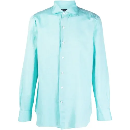 Linen Blend Long-Sleeve Shirt , male, Sizes: S - Finamore - Modalova