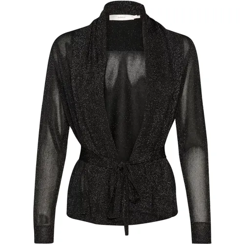 Schwarzer Kurz-Cardigan mit Glanz , Damen, Größe: M - InWear - Modalova