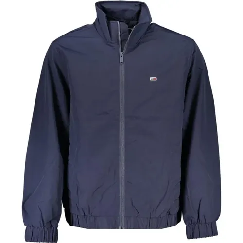 Blaue Bestickte Nylonjacke Reißverschluss , Herren, Größe: 2XL - Tommy Hilfiger - Modalova