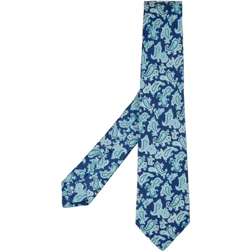 Blauer Seidenschlips mit Cashmere-inspiriertem Muster , Herren, Größe: ONE Size - Kiton - Modalova