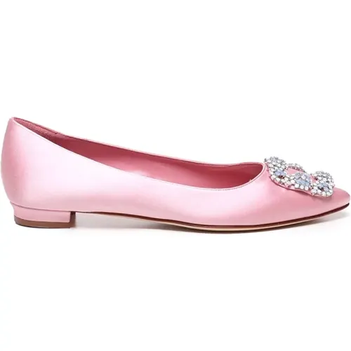 Rosa flache Schuhe mit Juwelen-Schnalle - Manolo Blahnik - Modalova